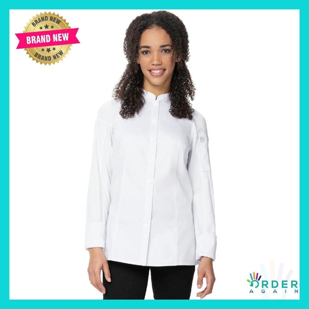 Stretchy Chef Coat Minimal Silhouette Raglan Sleeves Mesh Ventilation Workwear